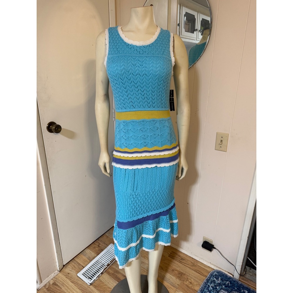 NWT Absolutely Famous Crocheted Sleeveless Multi Colored Dress L